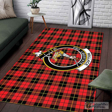 Wallace Hunting Red Tartan Area Rug with Family Crest