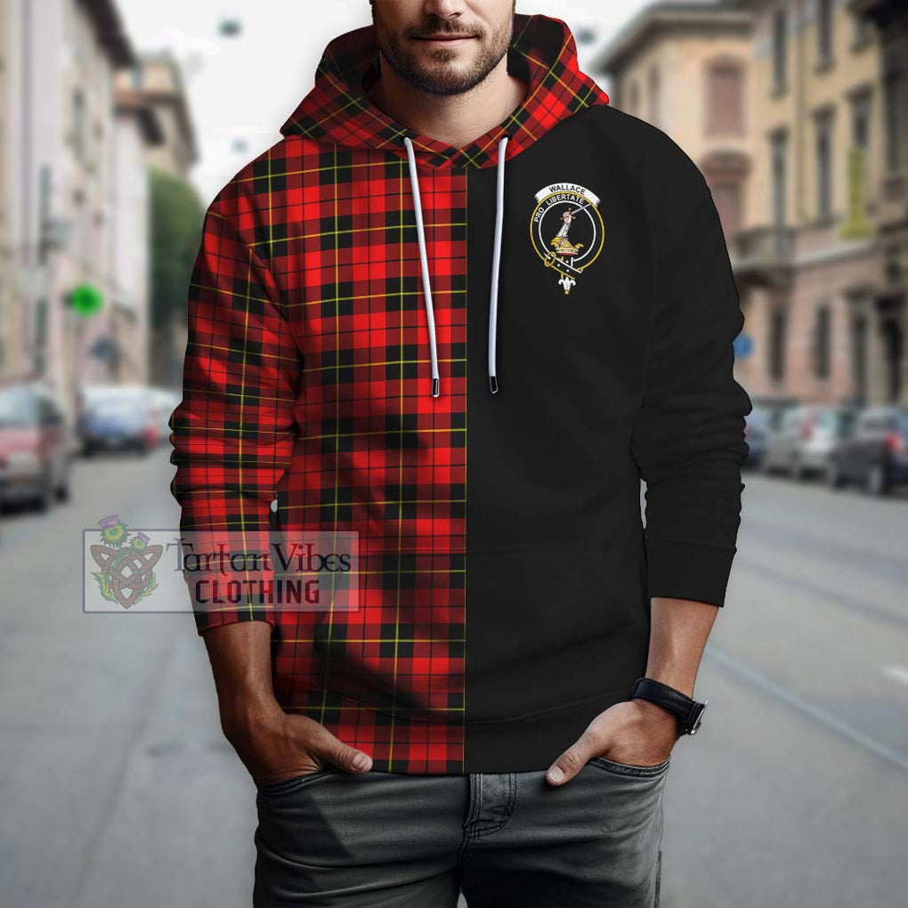 Wallace Hunting Red Tartan Hoodie with Family Crest and Half Of Me Style Zip Hoodie - Tartanvibesclothing Shop