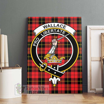 Wallace Hunting Red Tartan Canvas Print Wall Art with Family Crest