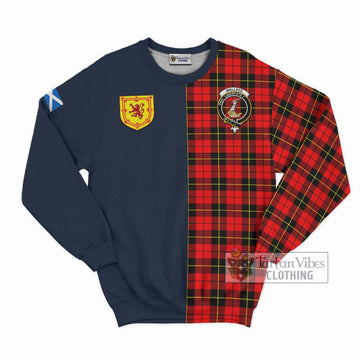 Wallace Hunting Red Tartan Sweatshirt Alba with Scottish Lion Royal Arm Half Style