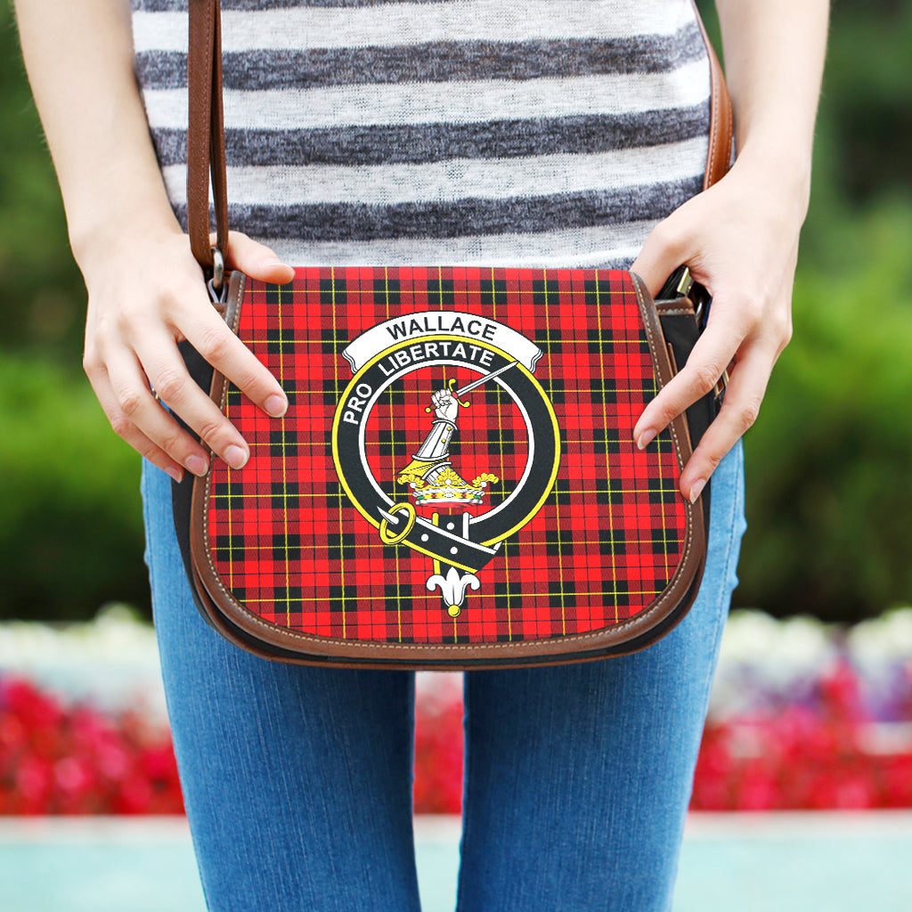 Wallace Hunting Red Tartan Saddle Bag with Family Crest One Size - Tartan Vibes Clothing