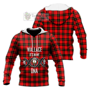 Wallace Hunting Red Tartan Knitted Hoodie with Family Crest DNA In Me Style