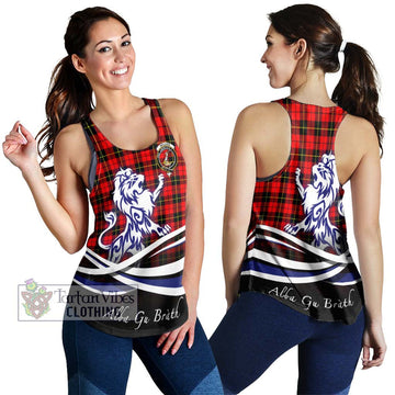 Wallace Hunting Red Tartan Women's Racerback Tanks with Alba Gu Brath Regal Lion Emblem