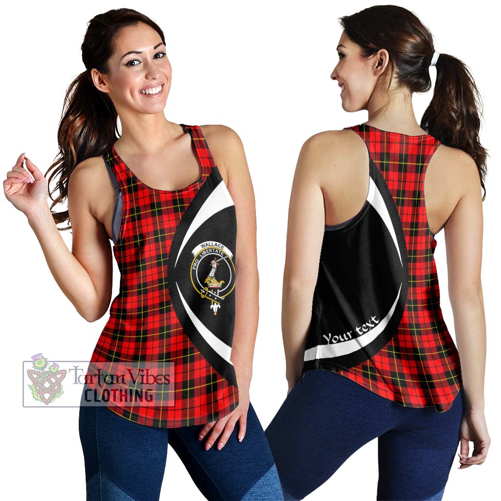 Wallace Hunting Red Tartan Women's Racerback Tanks with Family Crest Circle Style 4XL - Tartan Vibes Clothing