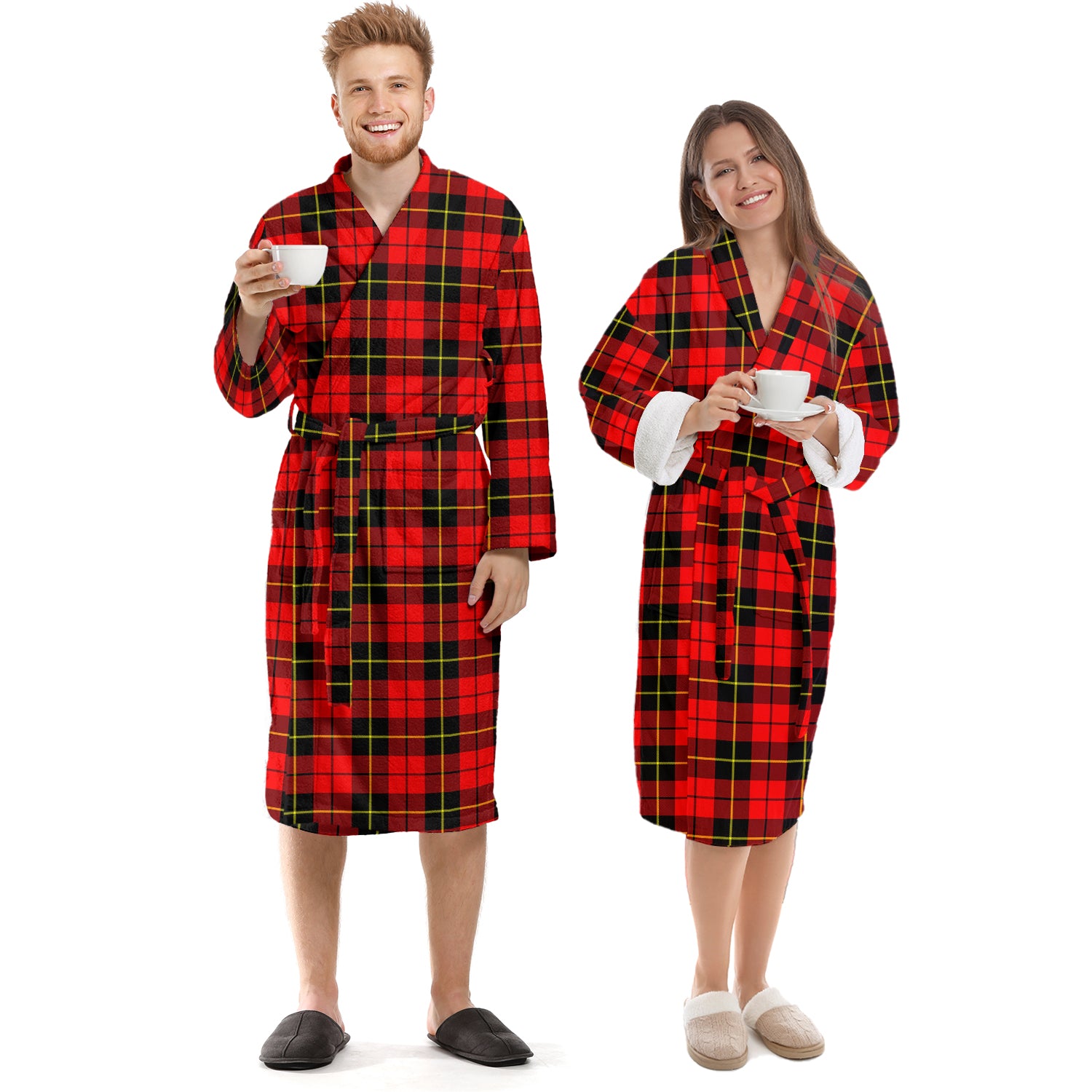 Wallace Hunting Red Tartan Bathrobe Unisex S - Tartan Vibes Clothing