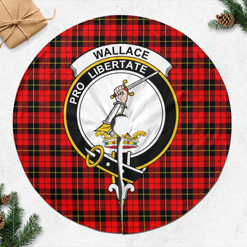 Wallace Hunting Red Tartan Christmas Tree Skirt with Family Crest