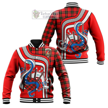 Wallace Hunting Red Tartan Baseball Jacket with Epic Bagpipe Style