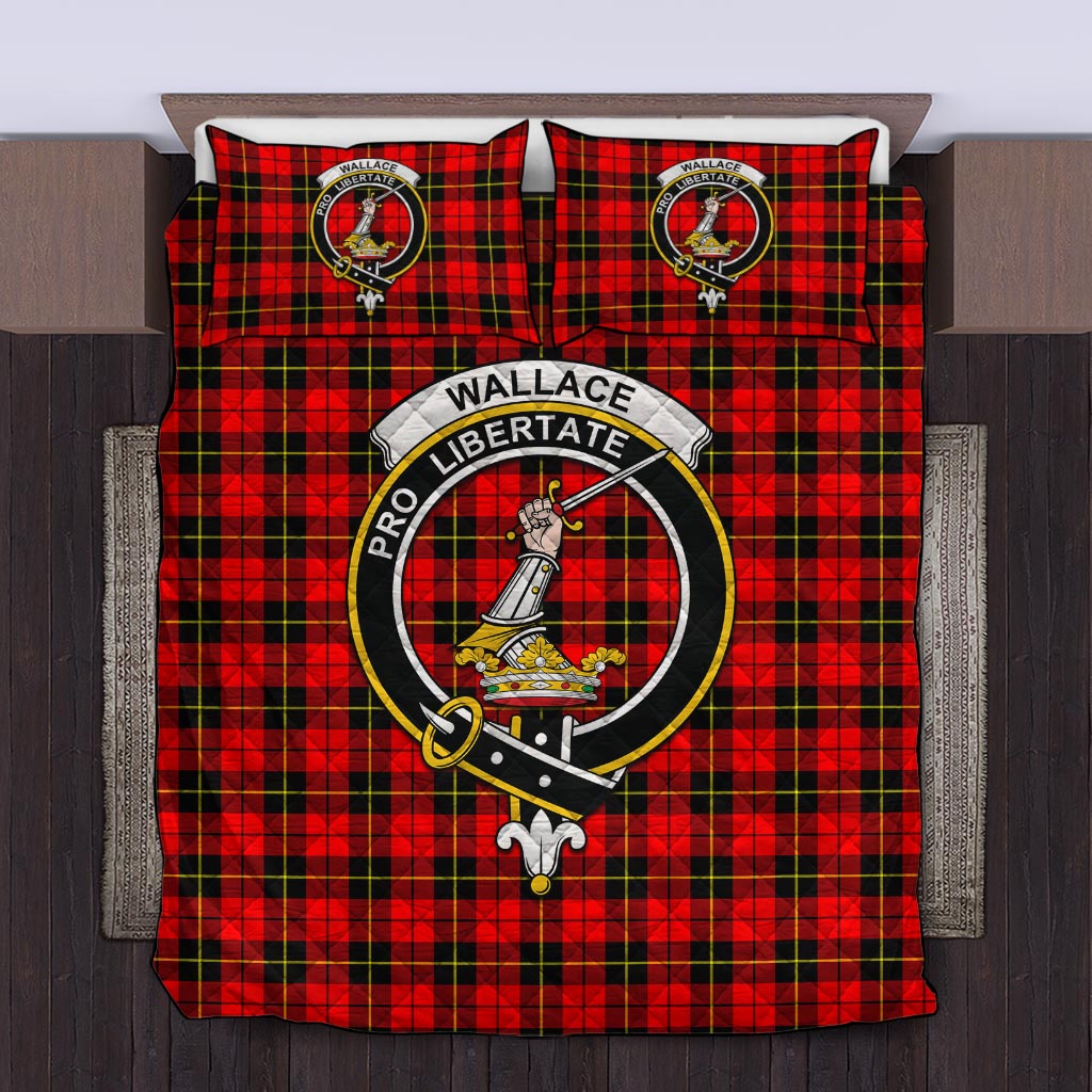 Wallace Hunting Red Tartan Quilt Bed Set with Family Crest Twin - Tartan Vibes Clothing