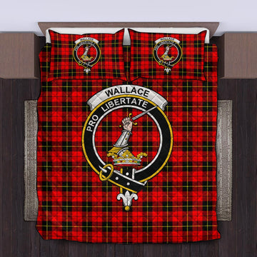 Wallace Hunting Red Tartan Quilt Bed Set with Family Crest