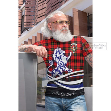 Wallace Hunting Red Tartan Cotton T-shirt with Alba Gu Brath Regal Lion Emblem