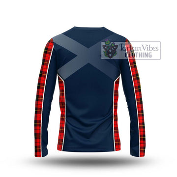 Wallace Hunting Red Tartan Long Sleeve T-Shirt with Family Crest and Lion Rampant Vibes Sport Style