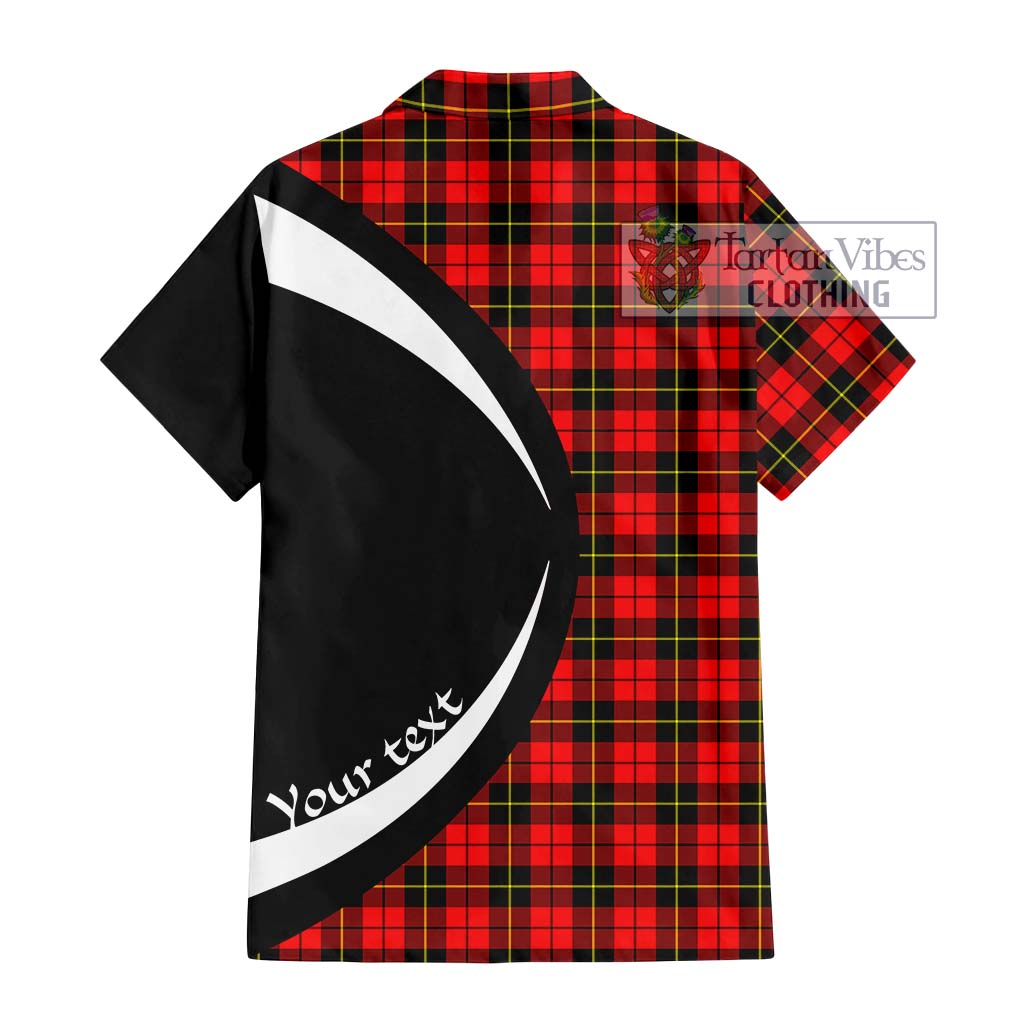 Tartan Vibes Clothing Wallace Hunting Red Tartan Short Sleeve Button Up with Family Crest Circle Style