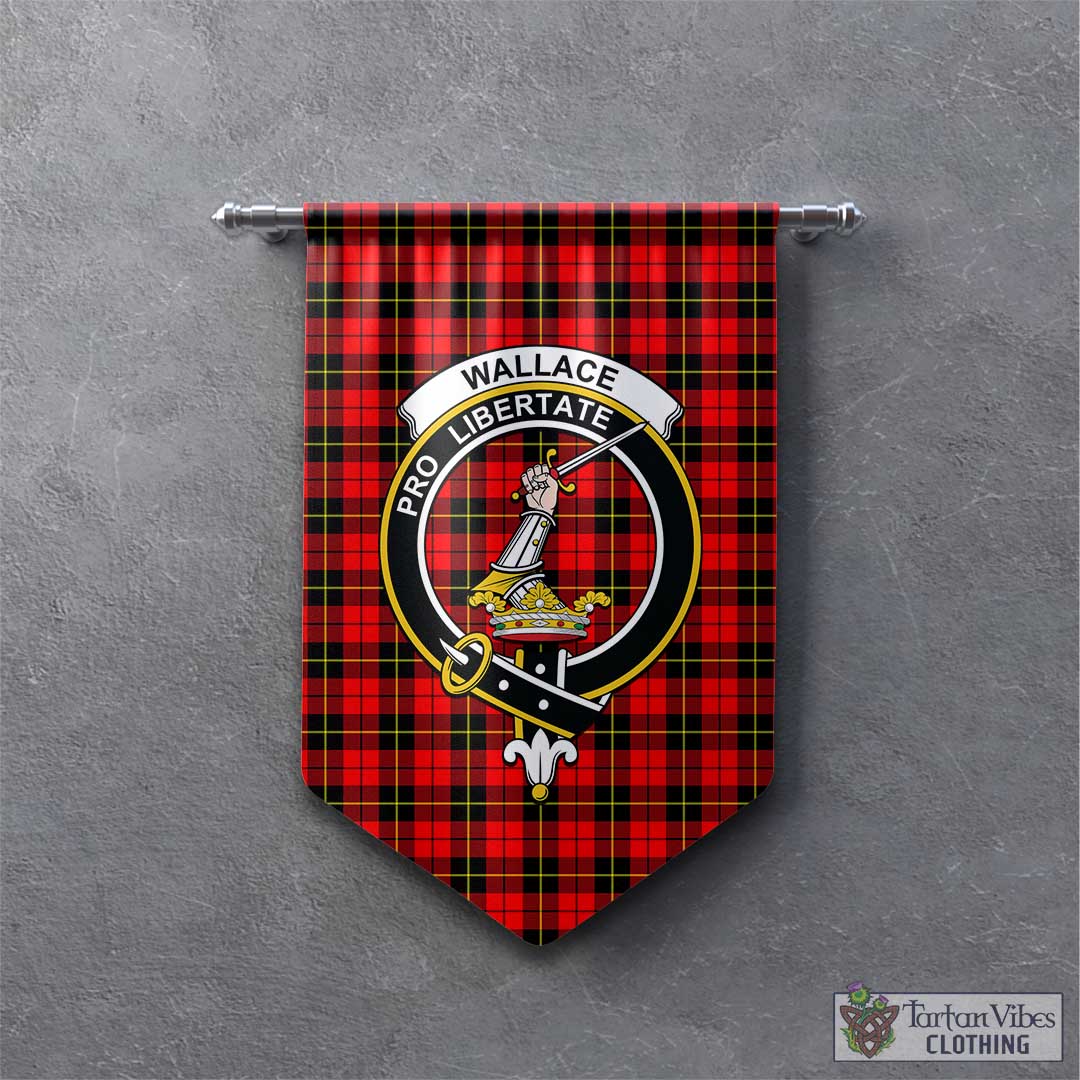 Tartan Vibes Clothing Wallace Hunting Red Tartan Gonfalon, Tartan Banner with Family Crest