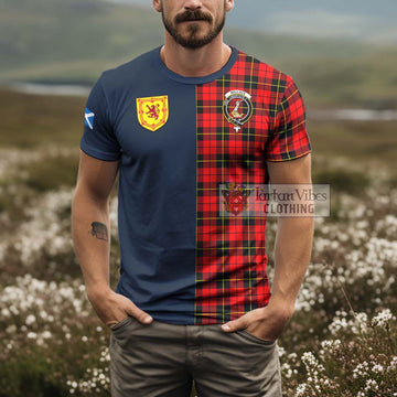 Wallace Hunting Red Tartan T-Shirt Alba with Scottish Lion Royal Arm Half Style