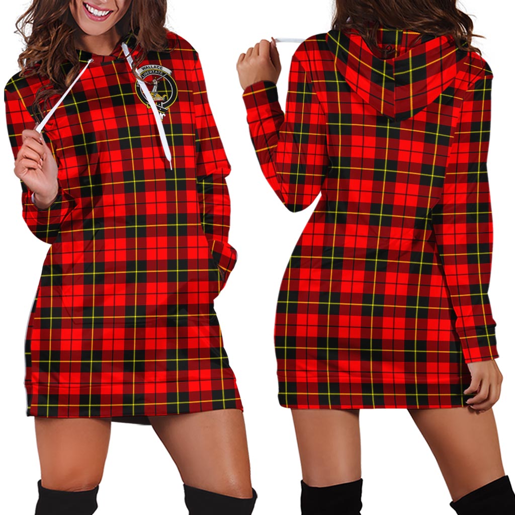 Wallace Hunting Red Tartan Hoodie Dress with Family Crest - Tartan Vibes Clothing