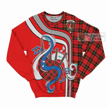 Wallace Hunting Red Tartan Sweatshirt with Epic Bagpipe Style