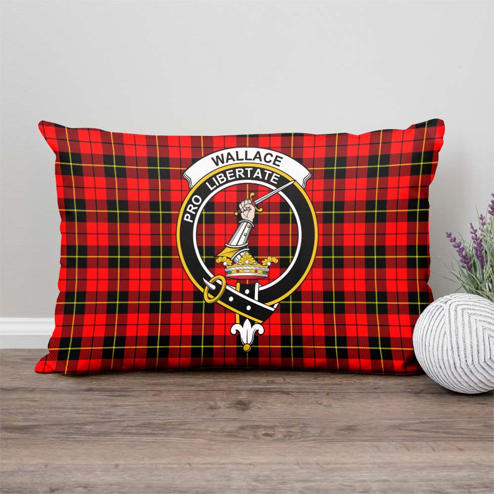 Wallace Hunting Red Tartan Pillow Cover with Family Crest Rectangle Pillow Cover - Tartanvibesclothing