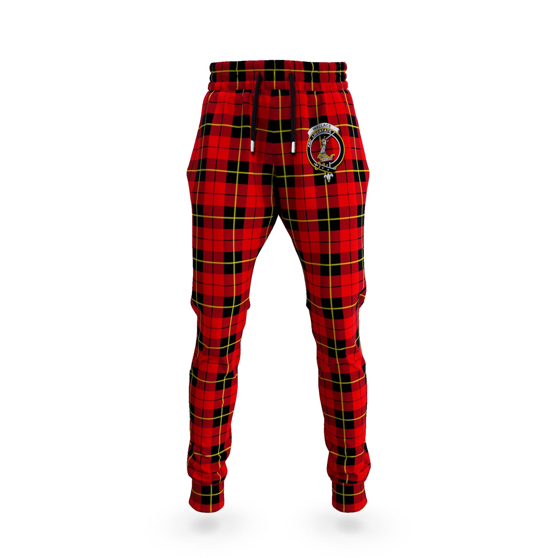 Wallace Hunting Red Tartan Joggers Pants with Family Crest 5XL - Tartan Vibes Clothing