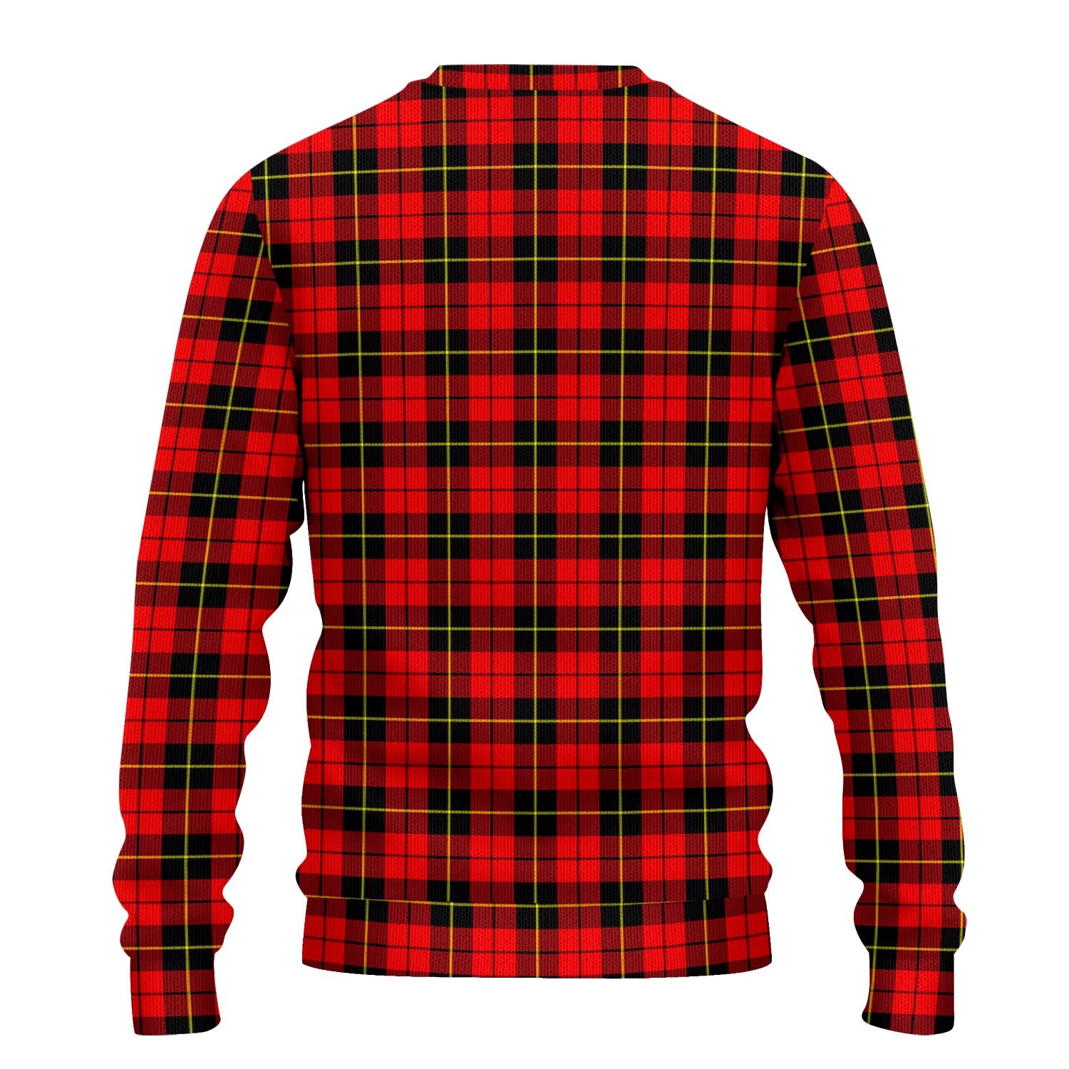 Wallace Hunting Red Tartan Knitted Sweater with Family Crest - Tartanvibesclothing