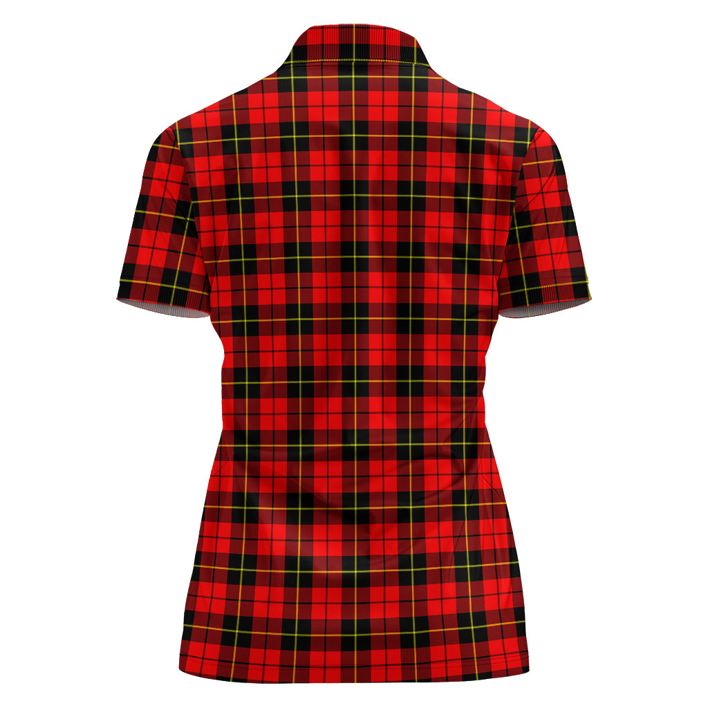 Wallace Hunting Red Tartan Polo Shirt with Family Crest For Women - Tartan Vibes Clothing