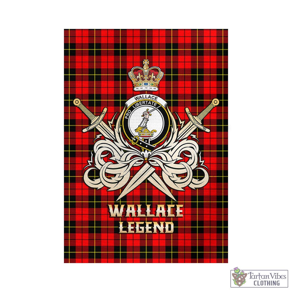 Tartan Vibes Clothing Wallace Hunting Red Tartan Flag with Clan Crest and the Golden Sword of Courageous Legacy