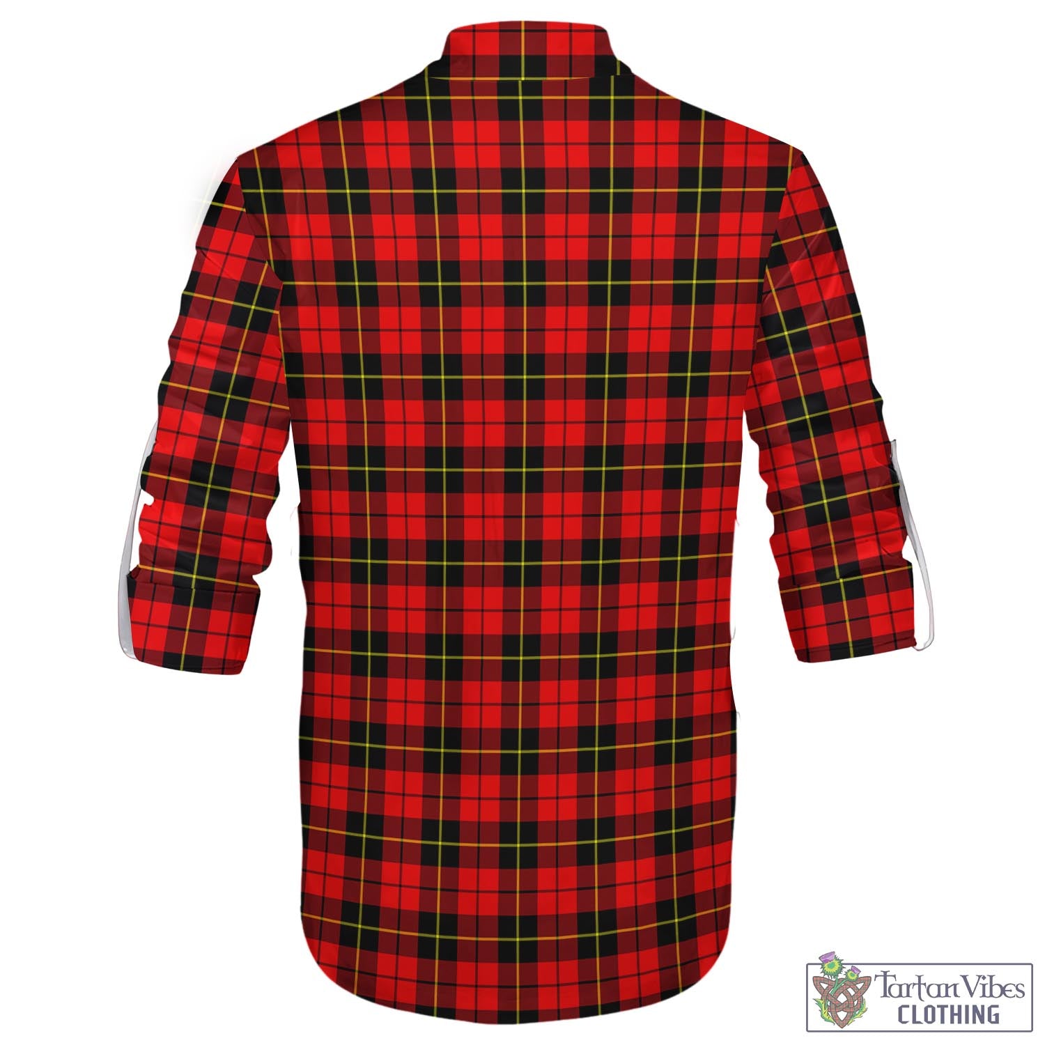 Tartan Vibes Clothing Wallace Hunting Red Tartan Men's Scottish Traditional Jacobite Ghillie Kilt Shirt