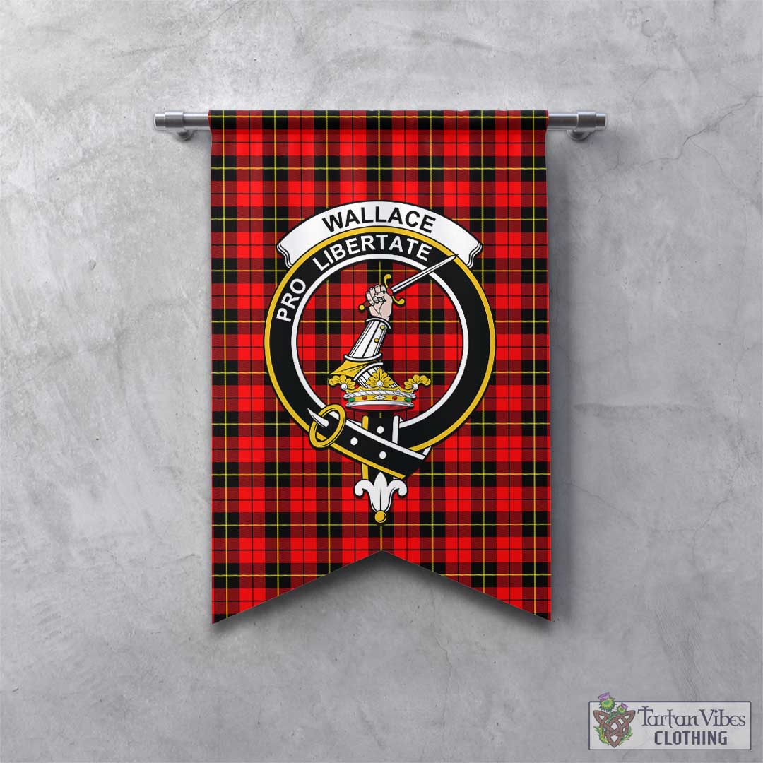 Tartan Vibes Clothing Wallace Hunting Red Tartan Gonfalon, Tartan Banner with Family Crest