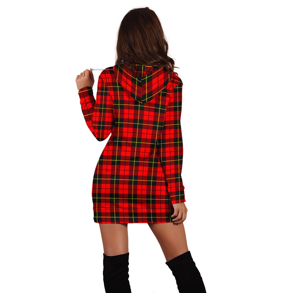 Wallace Hunting Red Tartan Hoodie Dress with Family Crest - Tartan Vibes Clothing