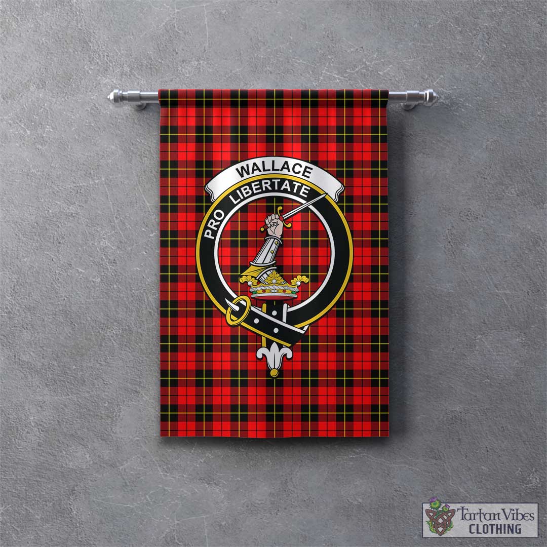 Tartan Vibes Clothing Wallace Hunting Red Tartan Gonfalon, Tartan Banner with Family Crest