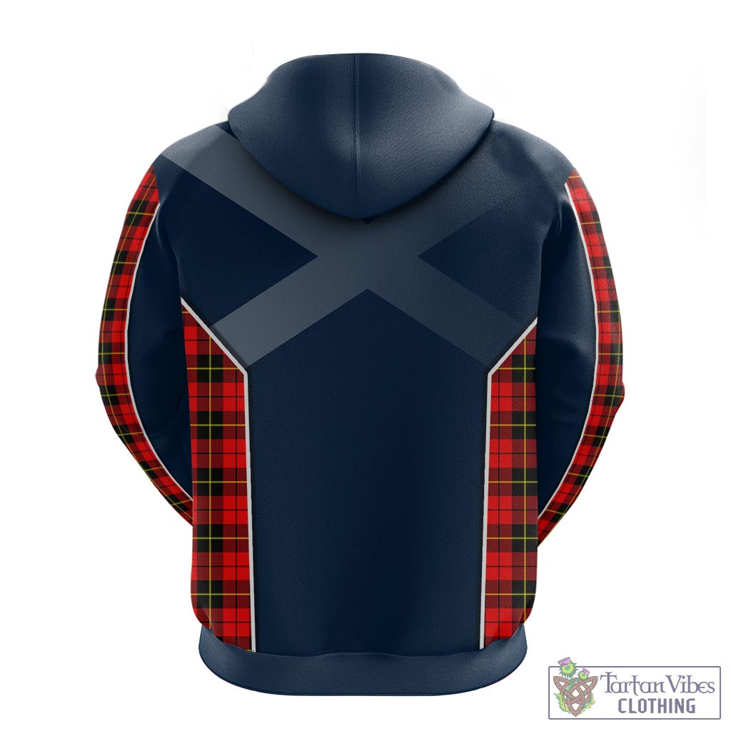 Tartan Vibes Clothing Wallace Hunting Red Tartan Hoodie with Family Crest and Lion Rampant Vibes Sport Style