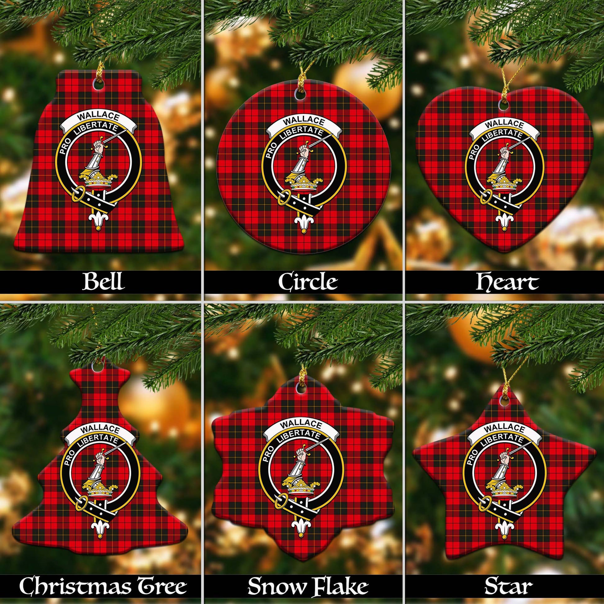 Wallace Weathered Tartan Christmas Ornaments with Family Crest - Tartanvibesclothing