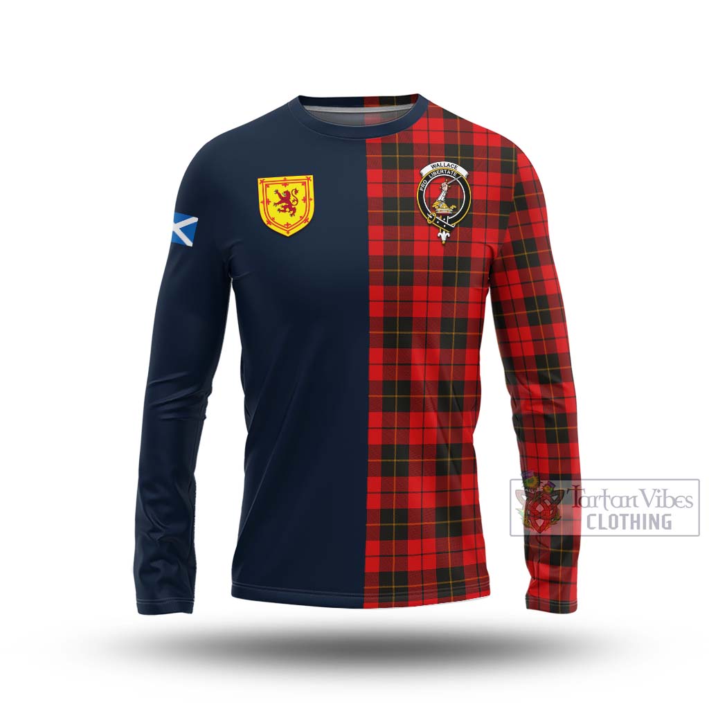 Tartan Vibes Clothing Wallace Weathered Tartan Long Sleeve T-Shirt with Scottish Lion Royal Arm Half Style