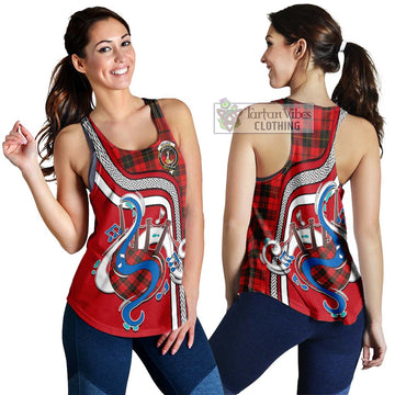 Wallace Weathered Tartan Women's Racerback Tanks with Epic Bagpipe Style