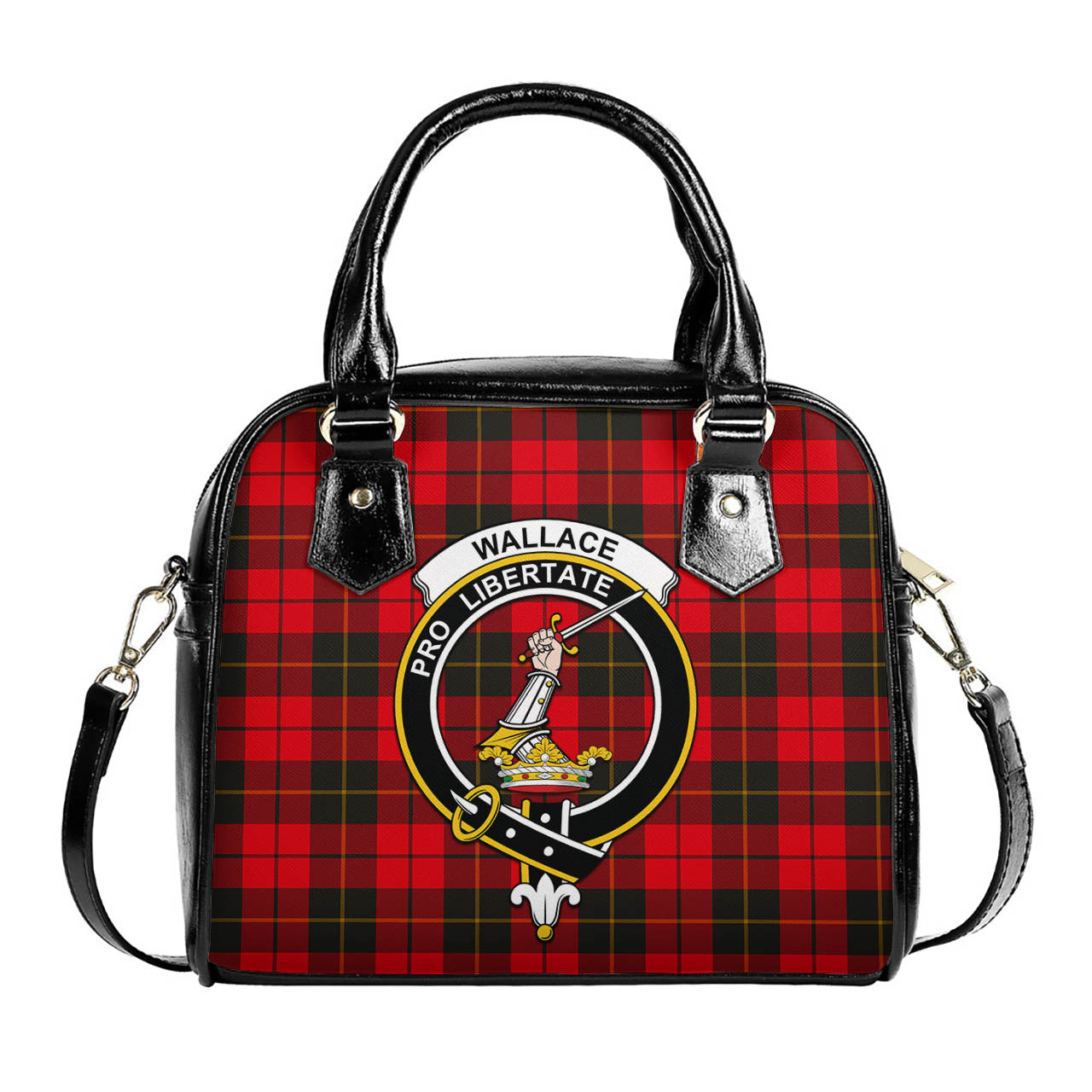 Wallace Weathered Tartan Shoulder Handbags with Family Crest One Size 6*25*22 cm - Tartanvibesclothing