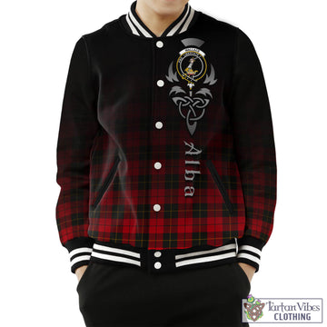 Wallace Weathered Tartan Baseball Jacket Featuring Alba Gu Brath Family Crest Celtic Inspired