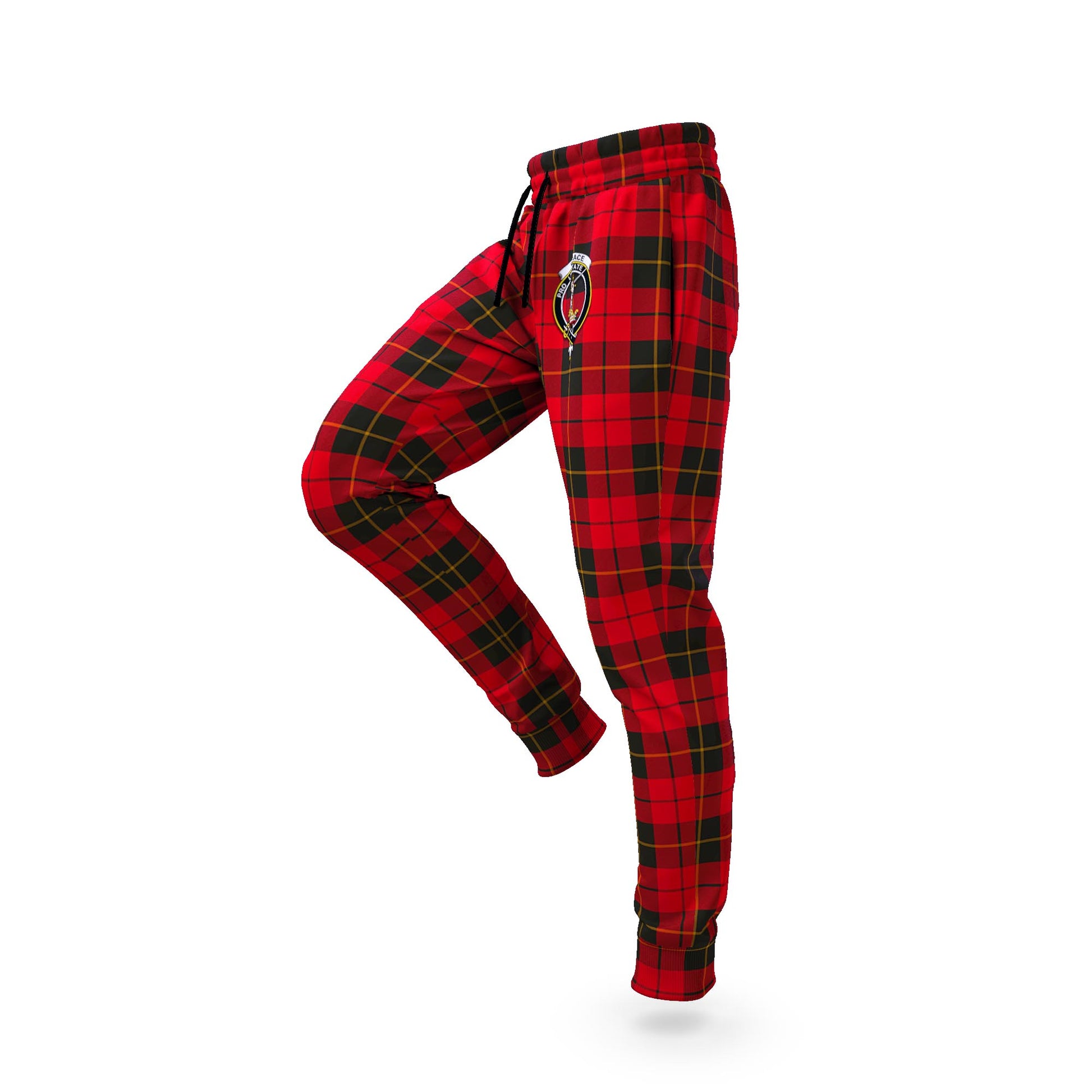 Wallace Weathered Tartan Joggers Pants with Family Crest S - Tartanvibesclothing Shop