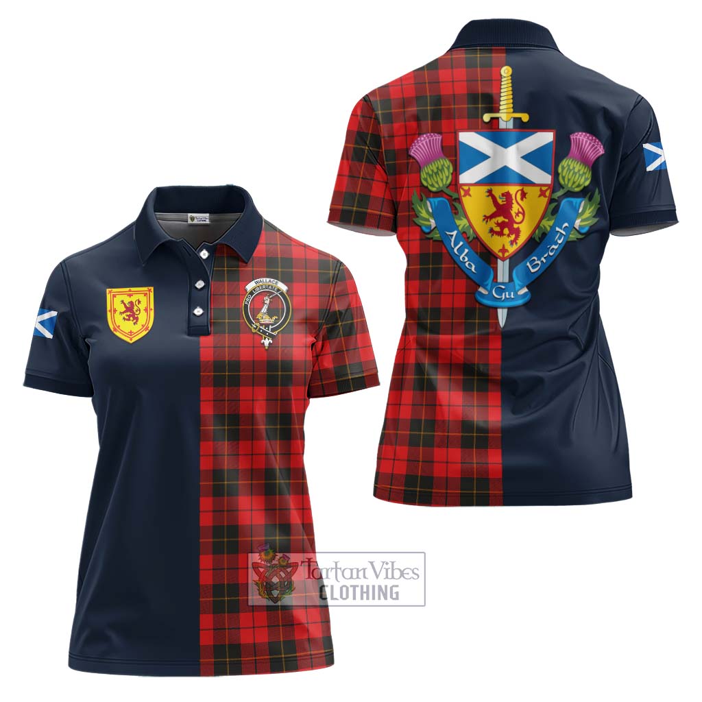 Tartan Vibes Clothing Wallace Weathered Tartan Women's Polo Shirt with Scottish Lion Royal Arm Half Style