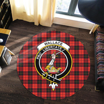 Wallace Weathered Tartan Round Rug with Family Crest
