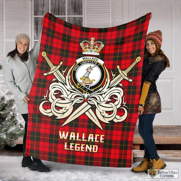 Wallace Weathered Tartan Blanket with Clan Crest and the Golden Sword of Courageous Legacy