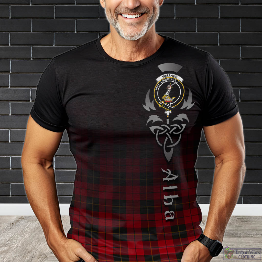 Tartan Vibes Clothing Wallace Weathered Tartan T-Shirt Featuring Alba Gu Brath Family Crest Celtic Inspired