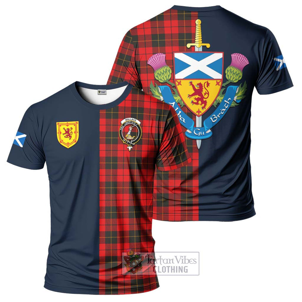 Tartan Vibes Clothing Wallace Weathered Tartan T-Shirt Alba with Scottish Lion Royal Arm Half Style