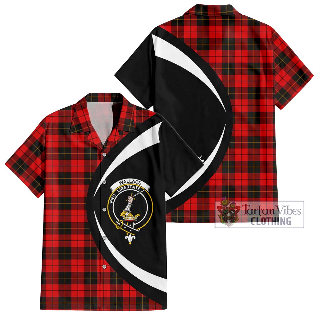 Tartan Vibes Clothing Wallace Weathered Tartan Short Sleeve Button Up with Family Crest Circle Style