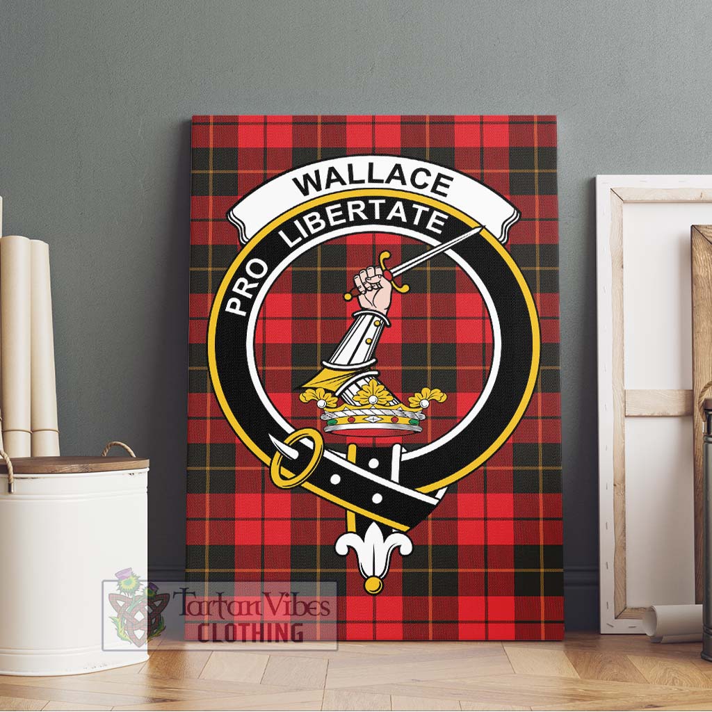 Tartan Vibes Clothing Wallace Weathered Tartan Canvas Print Wall Art with Family Crest