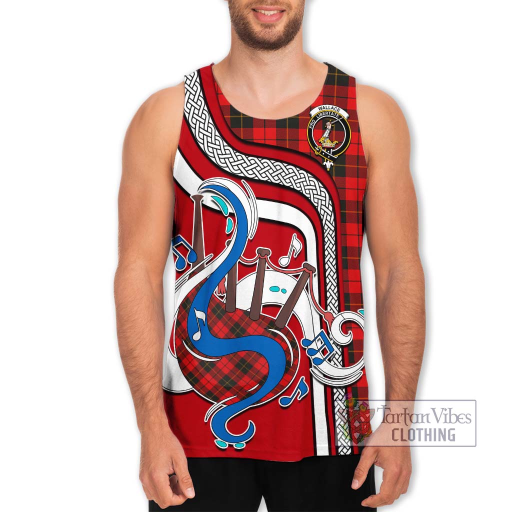 Tartan Vibes Clothing Wallace Weathered Tartan Men's Tank Top with Epic Bagpipe Style