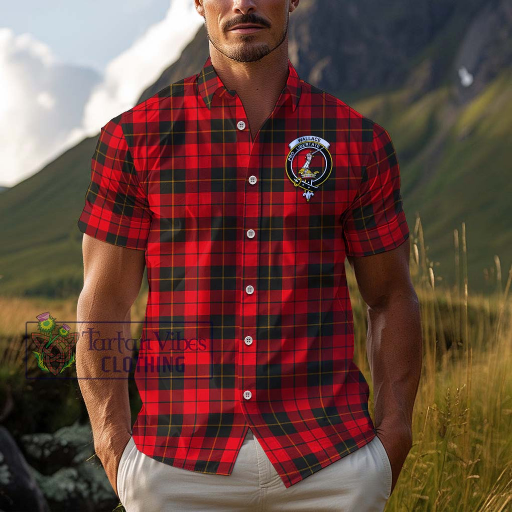 Wallace Weathered Tartan Cotton Hawaiian Shirt with Family Crest Adult - Tartan Vibes Clothing