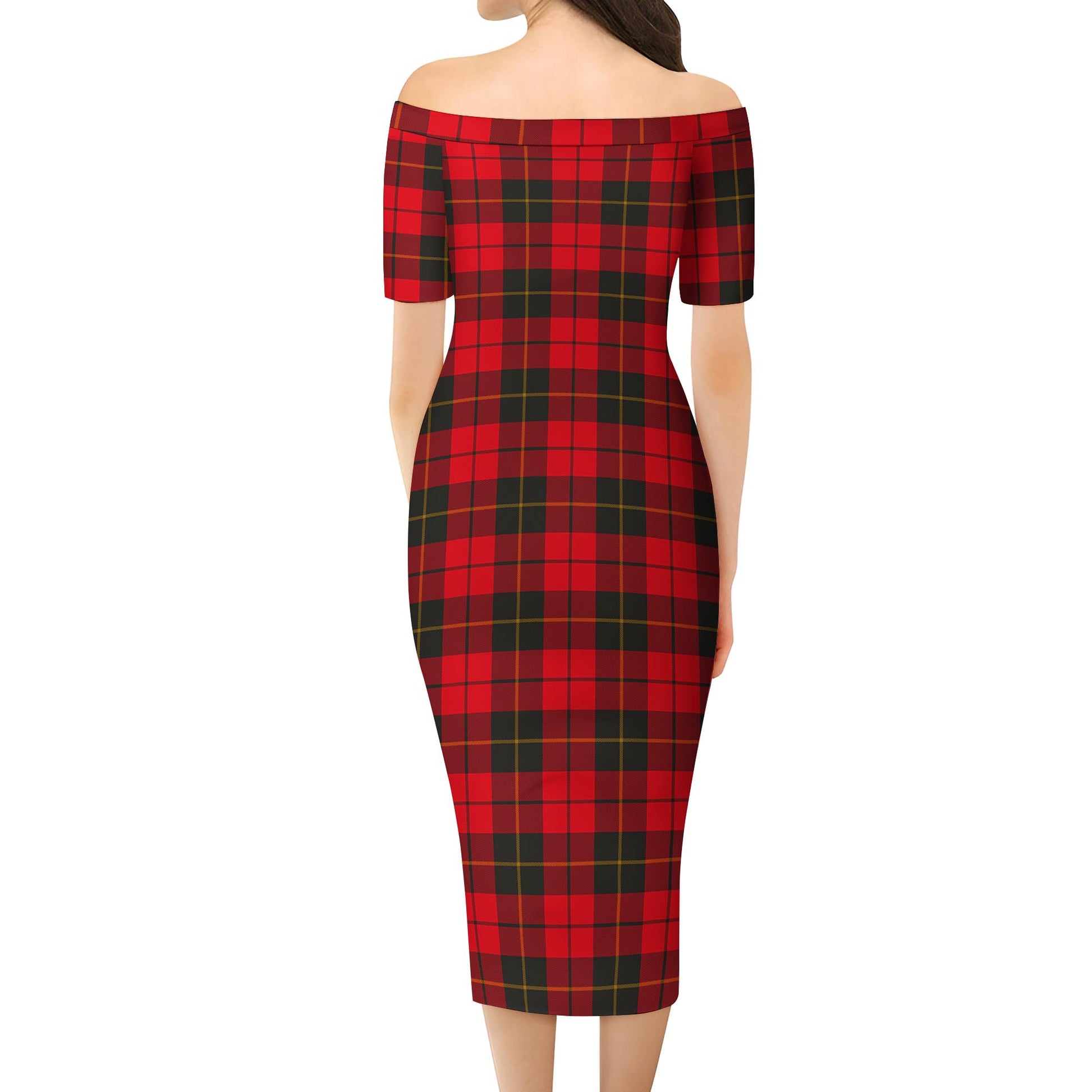 Wallace Weathered Tartan Off Shoulder Lady Dress - Tartanvibesclothing