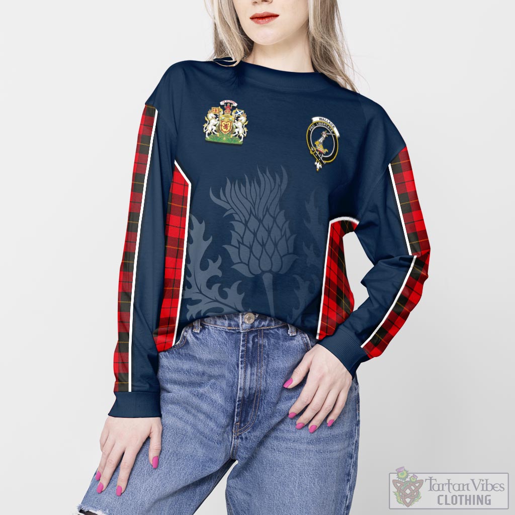 Tartan Vibes Clothing Wallace Weathered Tartan Sweatshirt with Family Crest and Scottish Thistle Vibes Sport Style