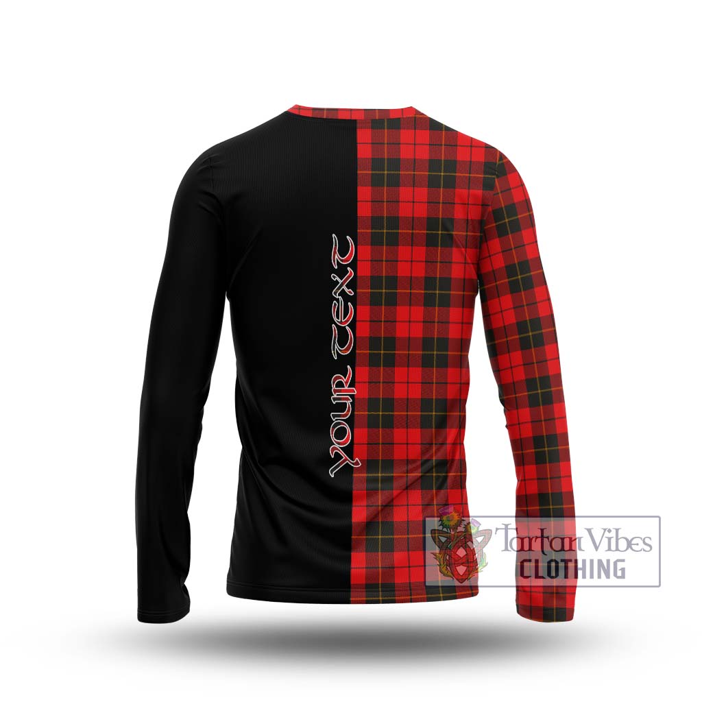 Tartan Vibes Clothing Wallace Weathered Tartan Long Sleeve T-Shirt with Family Crest and Half Of Me Style