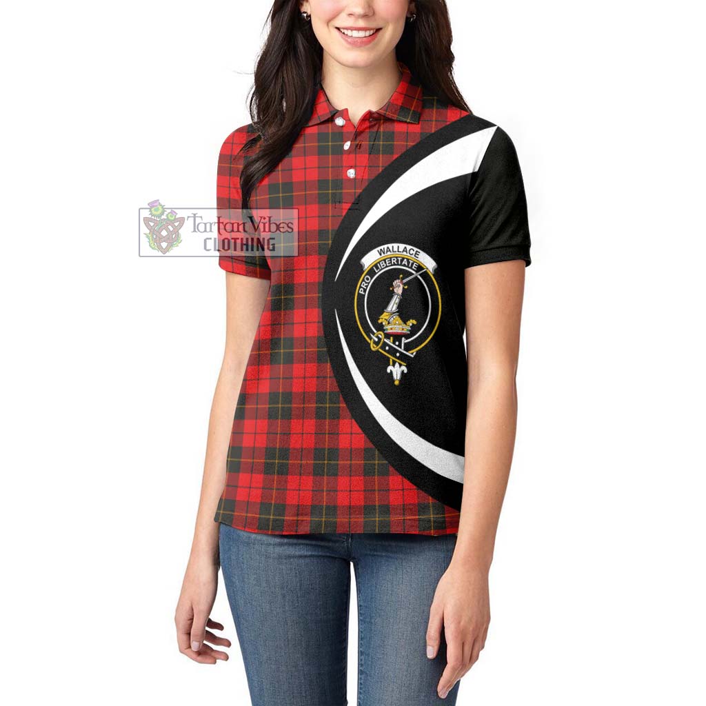 Tartan Vibes Clothing Wallace Weathered Tartan Women's Polo Shirt with Family Crest Circle Style