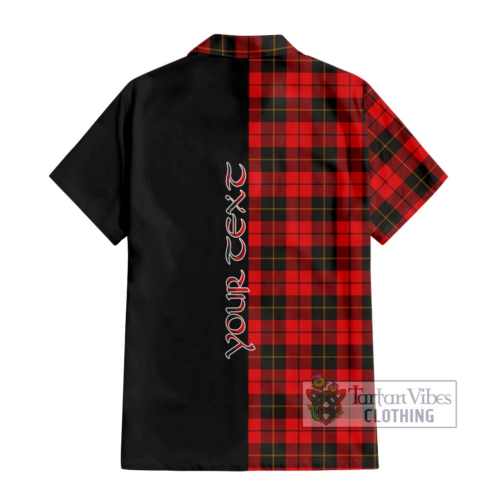 Tartan Vibes Clothing Wallace Weathered Tartan Short Sleeve Button Shirt with Family Crest and Half Of Me Style